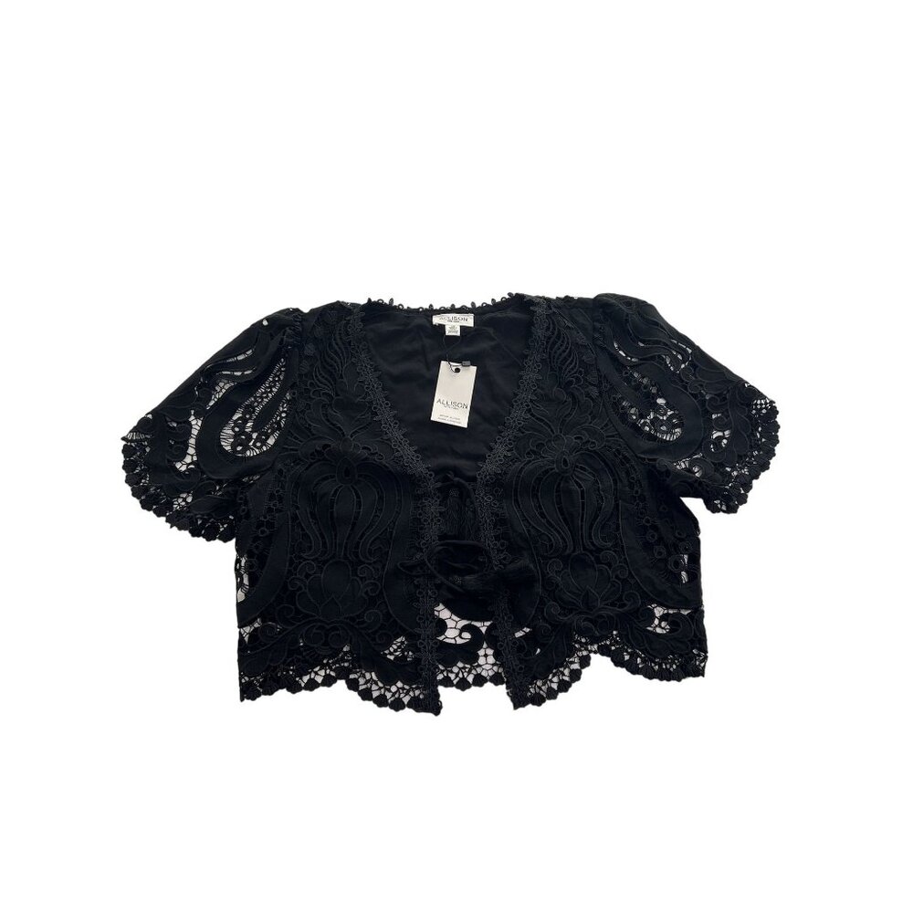 Allison New York Tie Front Top in Black